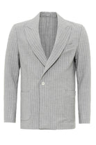 Antioch-Gri Tek Düğme Kruvaze Kapama çizgili Erkek Blazer Ceket-Blazer Ceket-2-Milagron.com