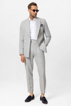 Antioch-Gri Tek Düğme Kruvaze Kapama çizgili Erkek Blazer Ceket-Blazer Ceket-4-Milagron.com