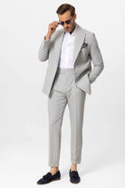 Antioch-Gri Tek Düğme Kruvaze Kapama çizgili Erkek Blazer Ceket-Blazer Ceket-5-Milagron.com