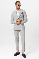 Antioch-Gri Tek Düğme Kruvaze Kapama çizgili Erkek Blazer Ceket-Blazer Ceket-6-Milagron.com