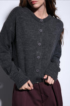 Antioch-Antioch Gri Yırtmaçlı örgü Triko Kadın Kazak-Kazak-3-Milagron.com