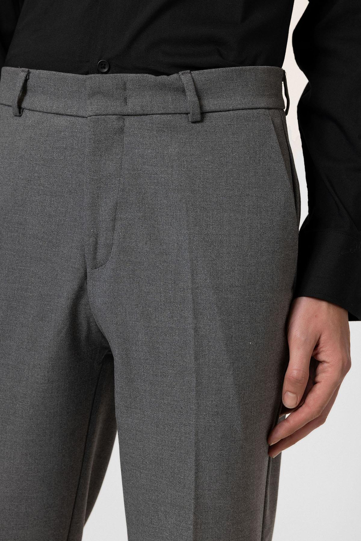 Antioch-Gri Yüksek Bel Klasik Erkek Pantolon-Kumaş Pantolon-4-Milagron.com