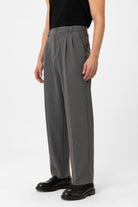 Antioch-Gri çift Pileli Baggy Fit Erkek Pantolon-Kumaş Pantolon-3-Milagron.com