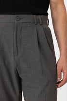 Antioch-Gri çift Pileli Baggy Fit Erkek Pantolon-Kumaş Pantolon-4-Milagron.com