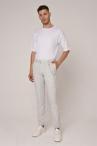 Antioch-Gümüş Gri Erkek Slim Fit Düz Aksesuarlı Kumaş Pantolon-Kumaş Pantolon-1-Milagron.com