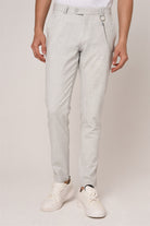 Antioch-Gümüş Gri Erkek Slim Fit Düz Aksesuarlı Kumaş Pantolon-Kumaş Pantolon-2-Milagron.com