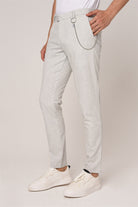 Antioch-Gümüş Gri Erkek Slim Fit Düz Aksesuarlı Kumaş Pantolon-Kumaş Pantolon-3-Milagron.com