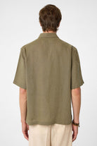 Antioch-Haki 100% Keten Relaxed Erkek Gömlek-Gömlek-5-Milagron.com