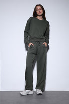 Antioch-Antioch Haki Basic Kadın Sweatshirt-Sweatshirt-1-Milagron.com