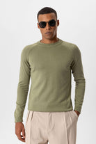 Antioch-Haki Bisiklet Yaka Slim Fit Triko Kazak-Kazak-1-Milagron.com