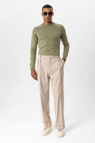 Antioch-Haki Bisiklet Yaka Slim Fit Triko Kazak-Kazak-2-Milagron.com