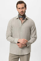Antioch-Haki Çizgili Erkek Gömlek-Gömlek-1-Milagron.com