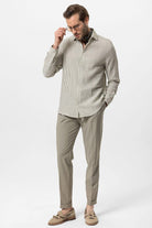 Antioch-Haki Çizgili Erkek Gömlek-Gömlek-4-Milagron.com