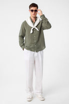 Antioch-Haki Çizgili Ve Dokulu Erkek Gömlek-Gömlek-2-Milagron.com