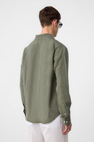 Antioch-Haki Çizgili Ve Dokulu Erkek Gömlek-Gömlek-5-Milagron.com