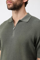 Antioch Haki Comfort Slim Fermuarlı Erkek Triko T-Shirt