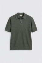 Antioch Haki Comfort Slim Fermuarlı Erkek Triko T-Shirt