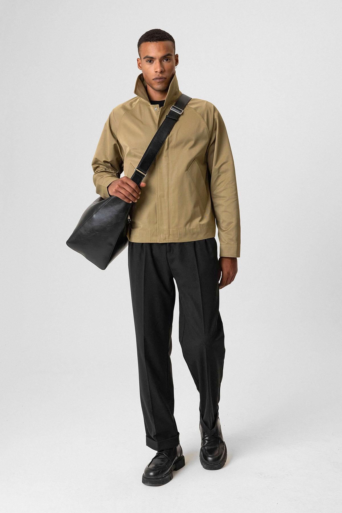 Antioch-Haki Crop Fit Baharlık Erkek Mont-Mont-4-Milagron.com