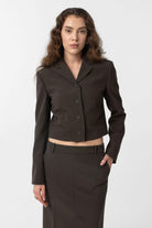 Antioch-Haki Crop Kadın Blazer Ceket-Blazer Ceket-1-Milagron.com