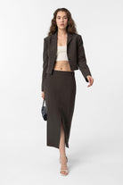 Antioch-Haki Crop Kadın Blazer Ceket-Blazer Ceket-2-Milagron.com