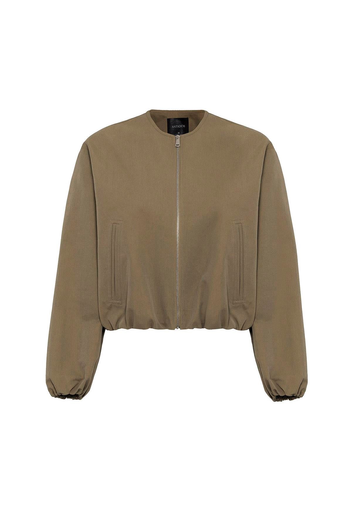 Antioch-Haki Crop Kadın Bomber Mont-Mont-5-Milagron.com