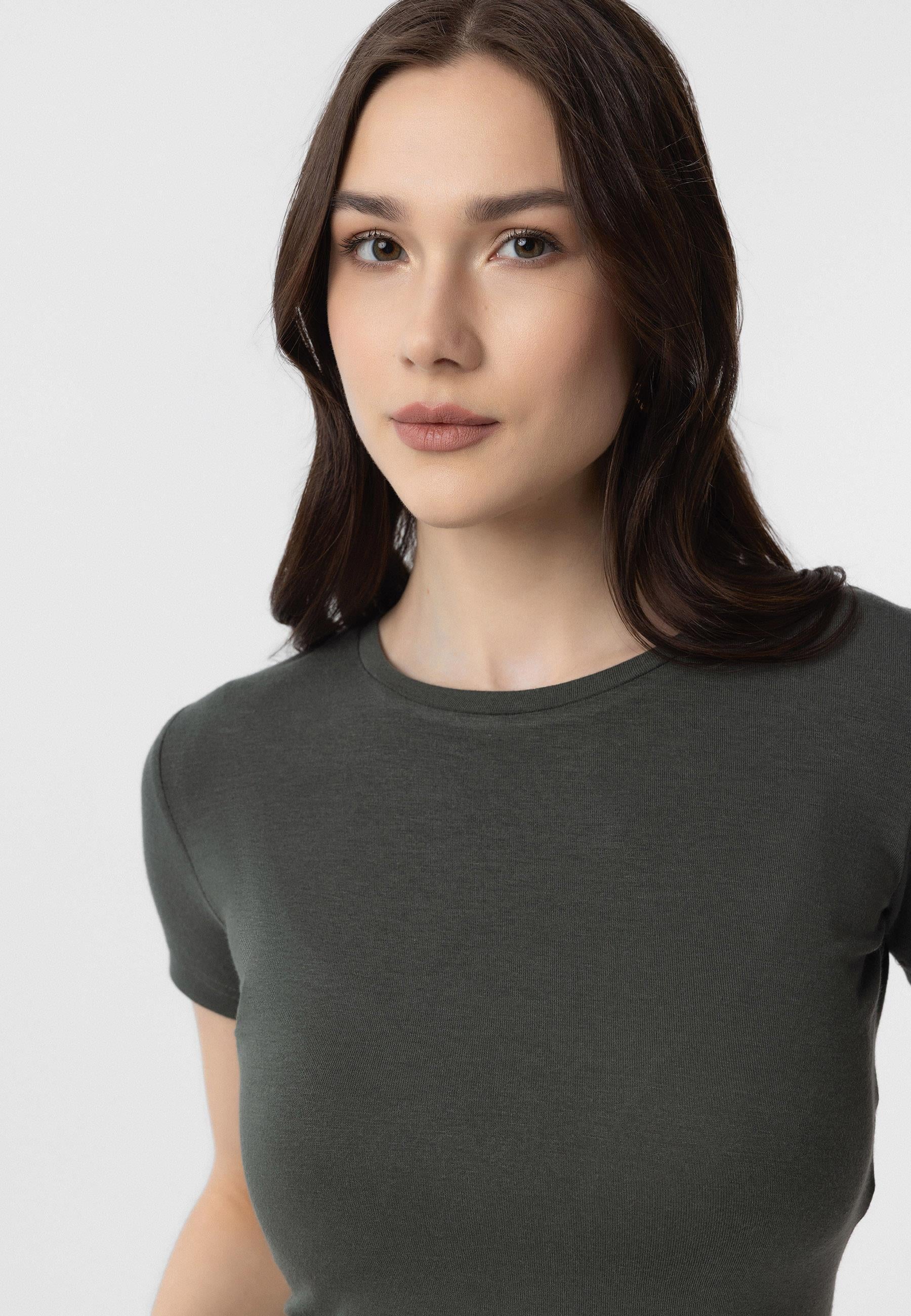 Antioch Haki Crop Kadın T-Shirt