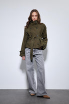 Antioch-Haki Dik Yaka Kruvaze Trençkot-Trençkot-2-Milagron.com