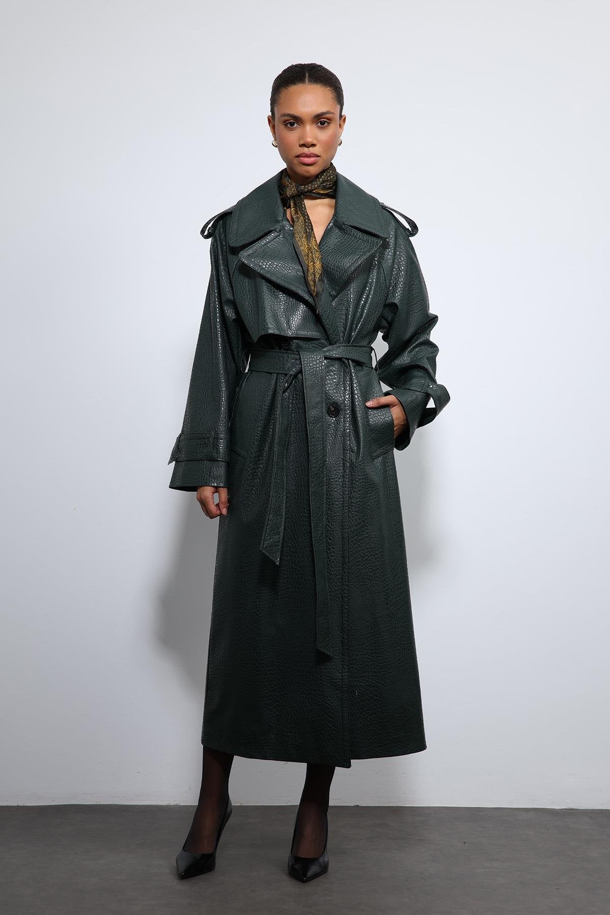 Antioch-Haki Dokulu Suni Deri Trençkot-Trençkot-1-Milagron.com