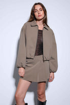 Antioch-Haki Fermuarlı Bomber Kadın Ceket-Ceket-5-Milagron.com