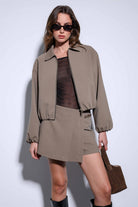 Antioch-Haki Fermuarlı Bomber Kadın Ceket-Ceket-6-Milagron.com