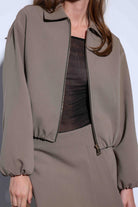 Antioch-Haki Fermuarlı Bomber Kadın Ceket-Ceket-7-Milagron.com