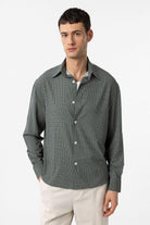 Antioch-Haki Kareli Erkek Rahat Kalıp Erkek Gömlek-Gömlek-1-Milagron.com