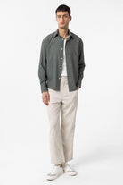 Antioch-Haki Kareli Erkek Rahat Kalıp Erkek Gömlek-Gömlek-2-Milagron.com