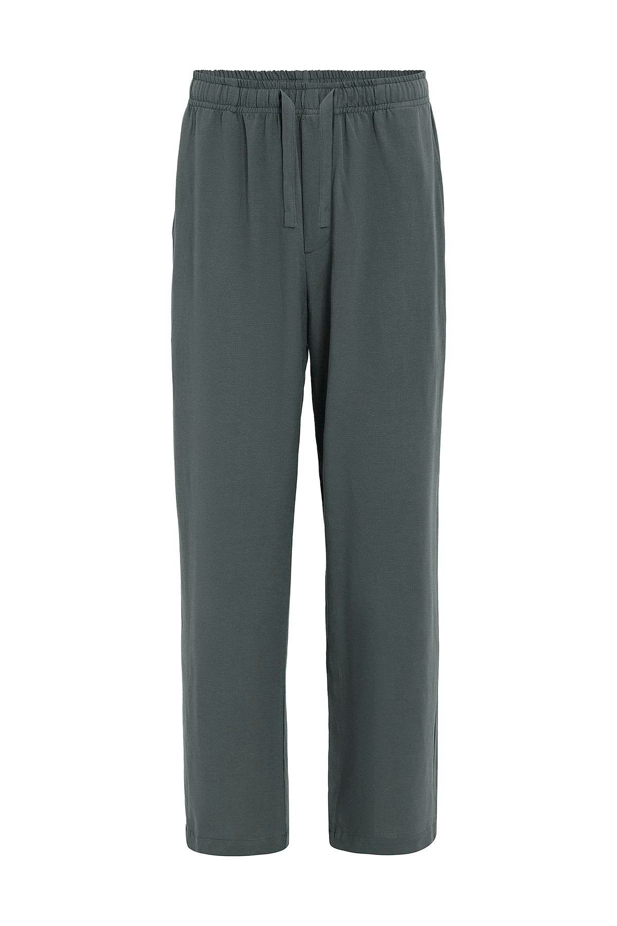 Antioch-Haki Keten Karışımlı Jogger Erkek Pantolon-Kumaş Pantolon-4-Milagron.com