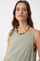 Antioch-Haki Keten Karışımlı Kadın Mini Elbise-Elbise-3-Milagron.com