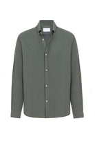 Antioch-Antioch Haki Keten Karışımlı Yaka Düğmeli Erkek Gömlek-Gömlek-4-Milagron.com