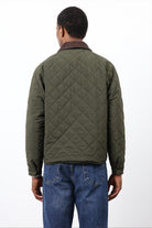 Antioch-Haki Kontrast Yaka Baklava Desenli Erkek Mont-Mont-6-Milagron.com