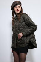 Antioch-Haki Kontrast Yaka Desenli Mont-Mont-3-Milagron.com