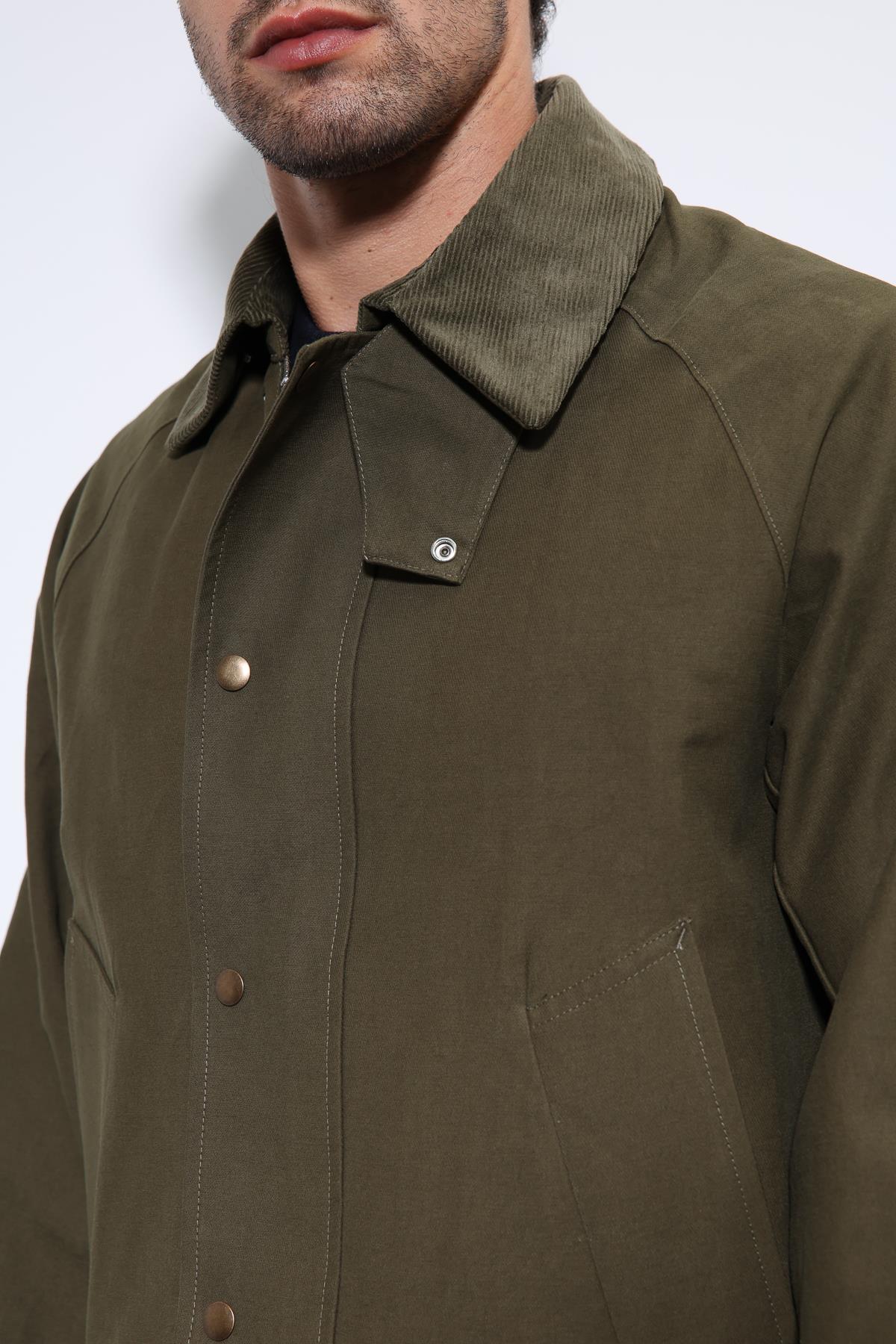 Antioch-Haki Kontrast Yaka Erkek Ceket-Ceket-5-Milagron.com