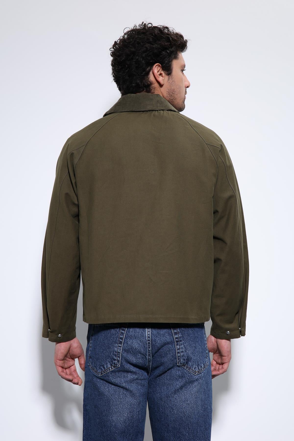 Antioch-Haki Kontrast Yaka Erkek Ceket-Ceket-6-Milagron.com