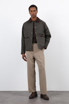 Antioch-Haki Kontrast Yaka Erkek Mont-Mont-1-Milagron.com