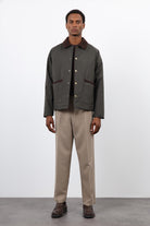 Antioch-Haki Kontrast Yaka Erkek Mont-Mont-2-Milagron.com