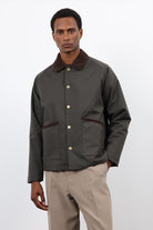 Antioch-Haki Kontrast Yaka Erkek Mont-Mont-3-Milagron.com