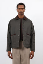 Antioch-Haki Kontrast Yaka Erkek Mont-Mont-4-Milagron.com