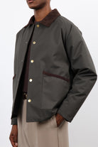 Antioch-Haki Kontrast Yaka Erkek Mont-Mont-5-Milagron.com