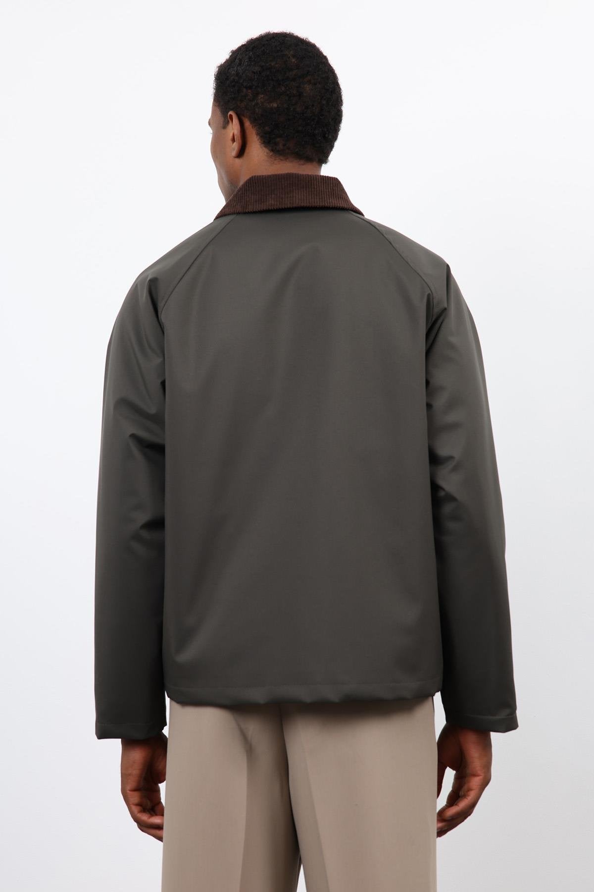 Antioch-Haki Kontrast Yaka Erkek Mont-Mont-9-Milagron.com