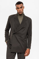 Antioch-Haki Kruvaze Kapama Gizli Cep Erkek Blazer Ceket-Ceket-2-Milagron.com