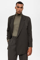 Antioch-Haki Kruvaze Kapama Gizli Cep Erkek Blazer Ceket-Ceket-3-Milagron.com