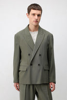 Antioch Haki Modal Karışımlı Relaxed Fit Erkek Blazer Ceket
