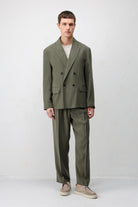Antioch Haki Modal Karışımlı Relaxed Fit Erkek Blazer Ceket